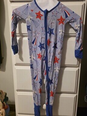 Little Sleepues Kids Star & Rocket Blue One-Piece Bamboo Pajamas